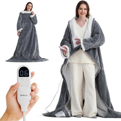 CozyWrap Wearable Heated Blanket with Sleeves & Foot Pocket