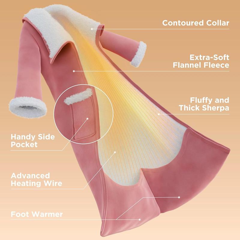 CozyWrap Wearable Heated Blanket with Sleeves & Foot Pocket