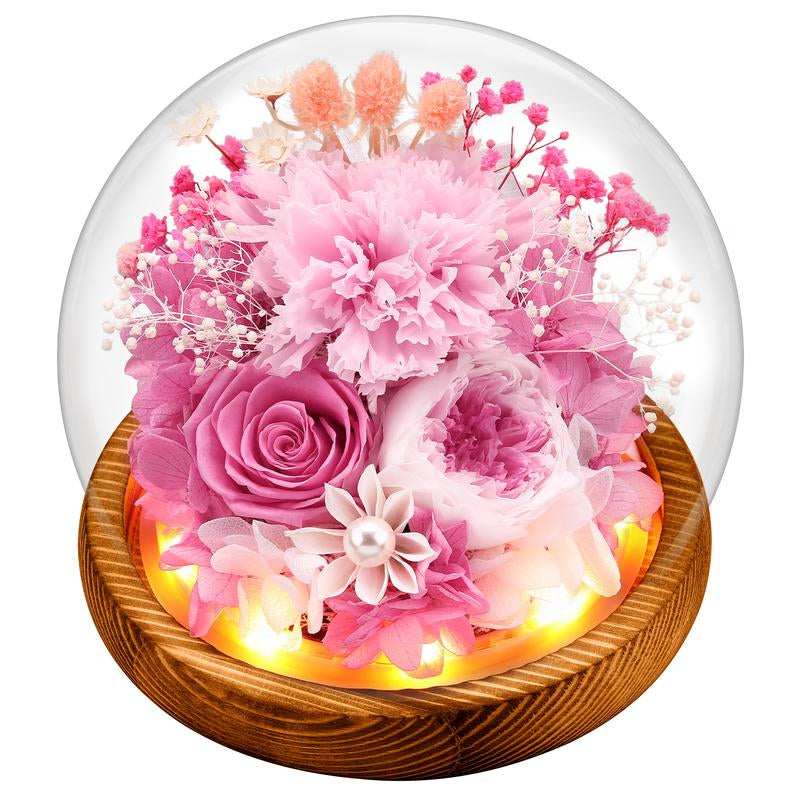 Preserved Roses in Glass Dome with LED Lights – Forever Fresh