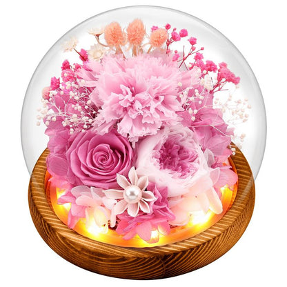 Preserved Roses in Glass Dome with LED Lights – Forever Fresh
