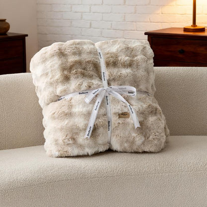 Weighted Faux Rabbit Fur Blanket – Soft & Fluffy Comfort for Stress Relief & Cozy Nights