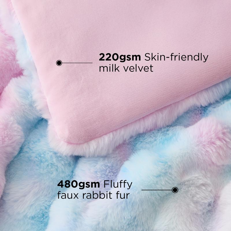 Weighted Faux Rabbit Fur Blanket – Soft & Fluffy Comfort for Stress Relief & Cozy Nights