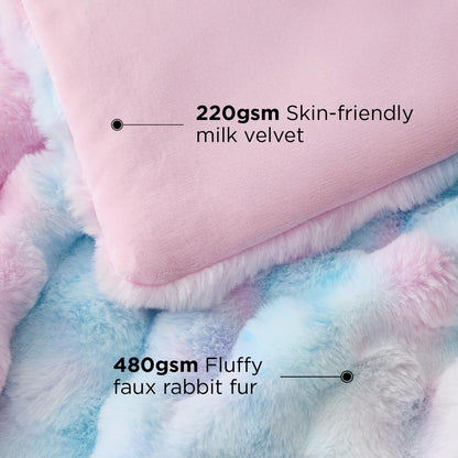 Weighted Faux Rabbit Fur Blanket – Soft & Fluffy Comfort for Stress Relief & Cozy Nights