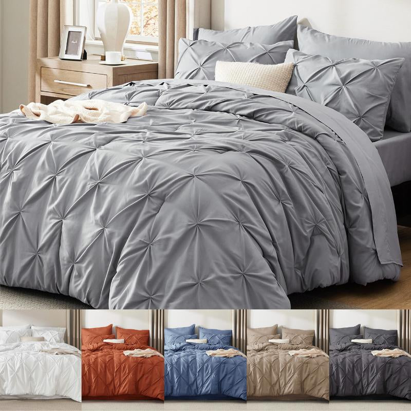 Premium Pintuck Bedding Set – 5/7 Piece Hotel Luxury Comfort Set 