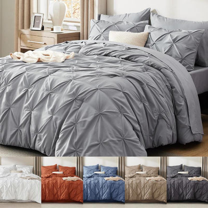 Premium Pintuck Bedding Set – 5/7 Piece Hotel Luxury Comfort Set 
