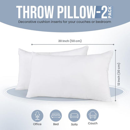 Utopia Bedding White Throw Pillow Inserts - Pack of 2 Durable Memory Foam for Bed & Couch - Soft 115 GSM Brushed Fabric - Breathable Comfortable Decorative Pillows