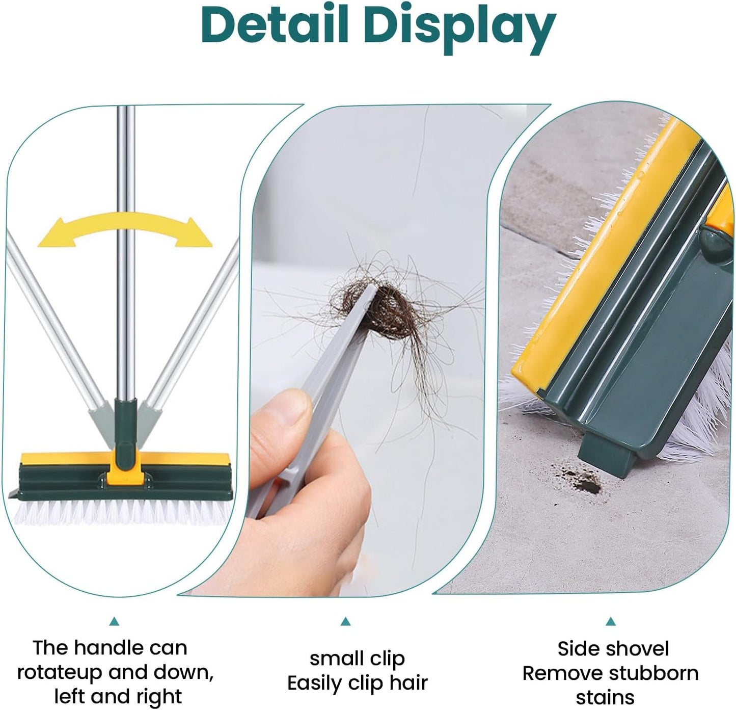 Stand-Up Power Scrub Brush with Squeegee and Tweezer