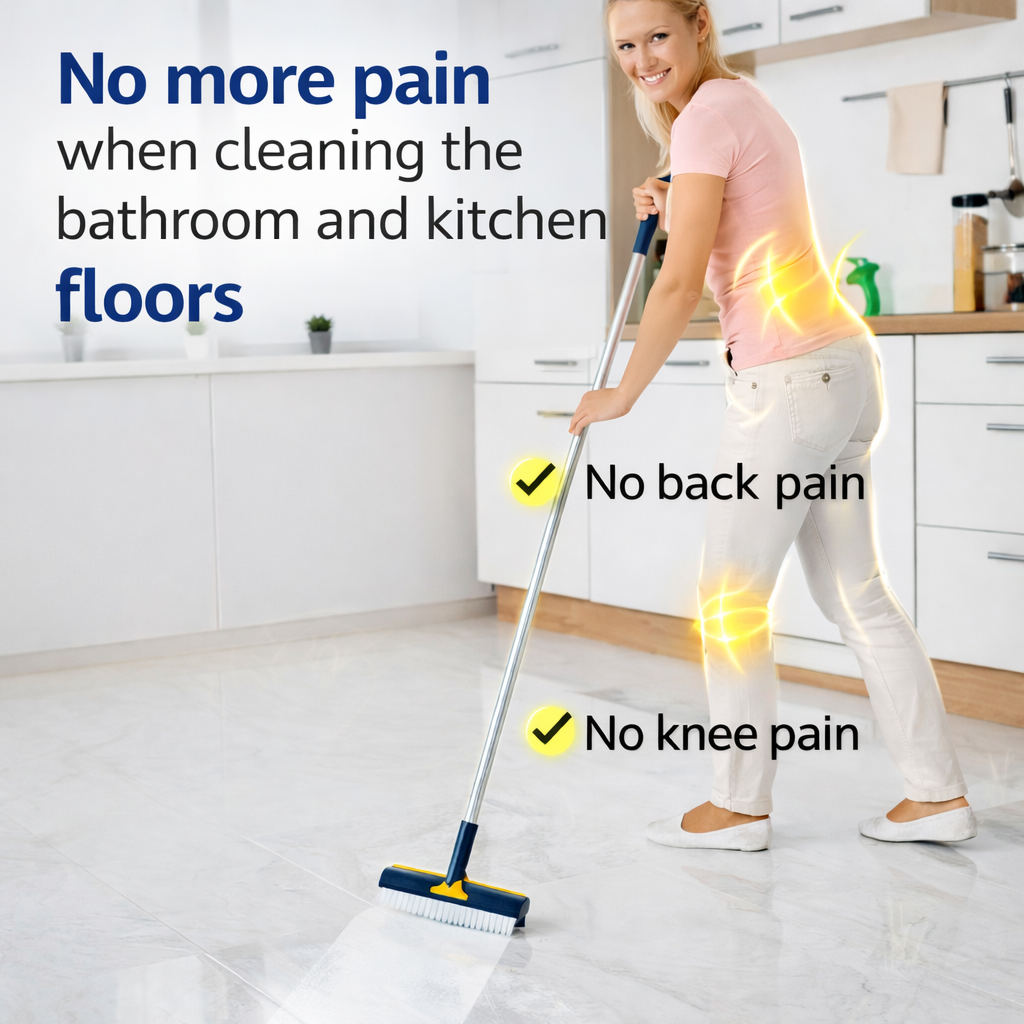 Stand-Up Power Scrub Brush with Squeegee and Tweezer