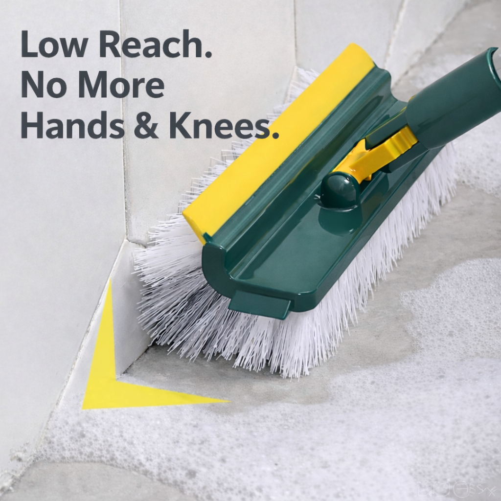 Stand-Up Power Scrub Brush with Squeegee and Tweezer