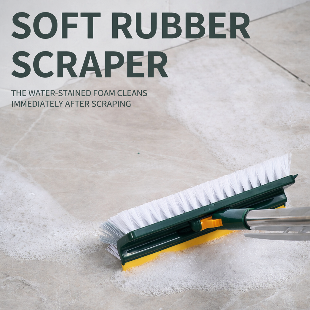Stand-Up Power Scrub Brush with Squeegee and Tweezer