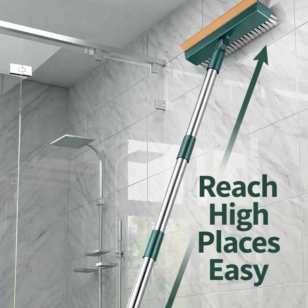 Stand-Up Power Scrub Brush with Squeegee and Tweezer