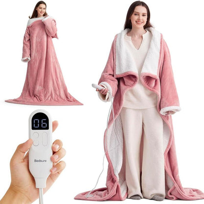 CozyWrap Wearable Heated Blanket with Sleeves & Foot Pocket