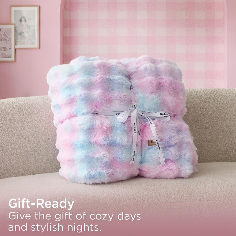 Weighted Faux Rabbit Fur Blanket – Soft & Fluffy Comfort for Stress Relief & Cozy Nights