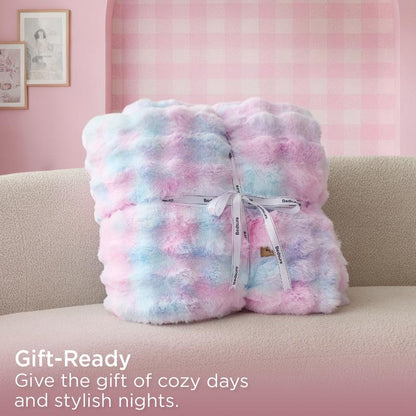 Weighted Faux Rabbit Fur Blanket – Soft & Fluffy Comfort for Stress Relief & Cozy Nights