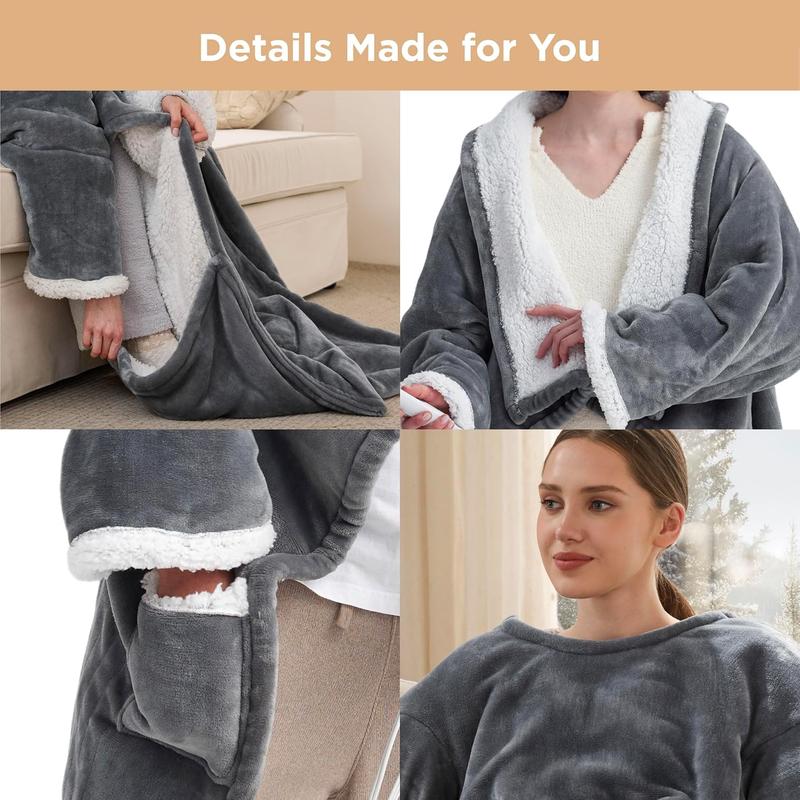 CozyWrap Wearable Heated Blanket with Sleeves & Foot Pocket
