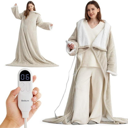 CozyWrap Wearable Heated Blanket with Sleeves & Foot Pocket