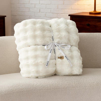 Weighted Faux Rabbit Fur Blanket – Soft & Fluffy Comfort for Stress Relief & Cozy Nights